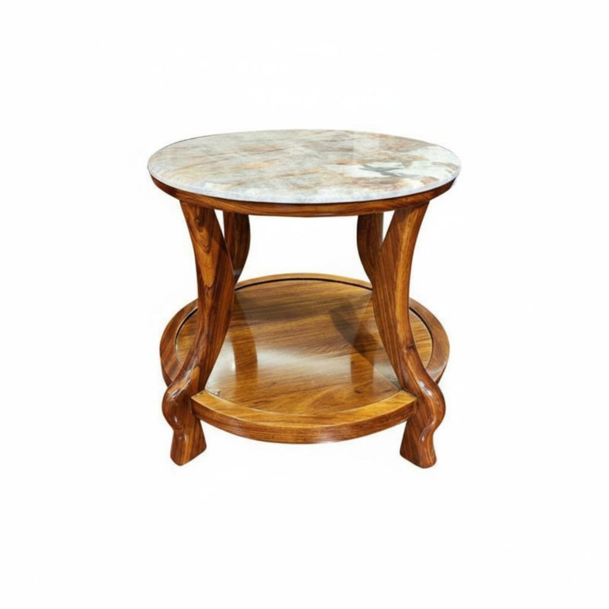 Marble-Top Side Table New Chinese Aesthetic Mixed-Material Side Table Sturdy Construction Multi-Purpose for Living Room, Bedroom