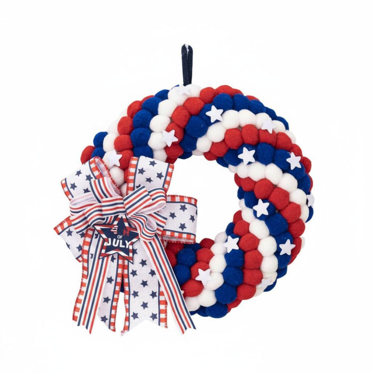 4th of July Wreath Vibrant Colors Independence Day Front Door Decor Festive Red White and Blue Hanging Decor