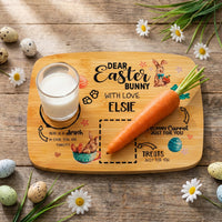 Wooden Serving Platter Holiday Serving Tray Cutting Board Easter Bunny Carrots Decor Easter Table Decoration Rabbit Dinner Platter for Kitchen