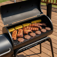 Outdoor Grill with Side Firebox High-Temp Offset Smoker Sturdy Barbecue Movable for Backyard Chefs
