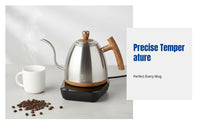Electric Gooseneck Coffee Kettle, Adjustable Temperature, Stainless Steel, Smart Drip Over, Modern Minimalist Design