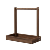 Desktop Jewelry Stand with Finger Band Holder Tray Wooden Jewelry Organizer with Hooks Open-Frame Necklace Holder with Tray Vertical for Women, Vanity, Dresser, Bedside Table