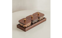 Snack Tray with Glass Bowls Elegant Tray with Small Bowls Bowl Set Hammered Wooden for Hosts, Dessert Tables, Tea Time