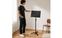 Foldable Music Stand Telescoping Pole Folding Music Stand Anti-Slip Feet