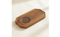 Minimalist Design Walnut Finish Tea Platter Compact Size Dry Brew Tea Tray for Home, Office