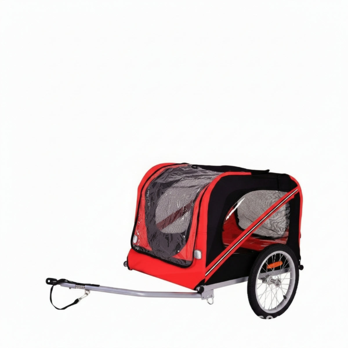 Ventilated Dog Bike Trailer Reflective Pet Bike Trailer Weather-Resistant Pet Carrier with Towing Arm Breathable for Cyclists, Outdoor Travel, Camping