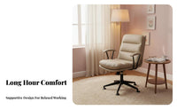 Adjustable Height Upholstered Swivel Chair Support Upholstered Roller Chair Ergonomic Design Office Seating Reclining Backrest for Students, Adults, Professionals, Study Room, Desk Work, Bedroom, Reading Nook