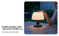 Waterproof Solar Table Lamp Long Battery Life Solar Powered Table Lamp Dimmable Brightness for Camping, Bedside, Restaurant