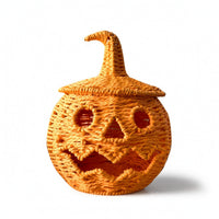 Pumpkin with Jack-O'-Lantern Face Halloween Woven Jack-O'-Lantern Woven Pumpkin Rustic Tabletop Ornament Braided for Entryway