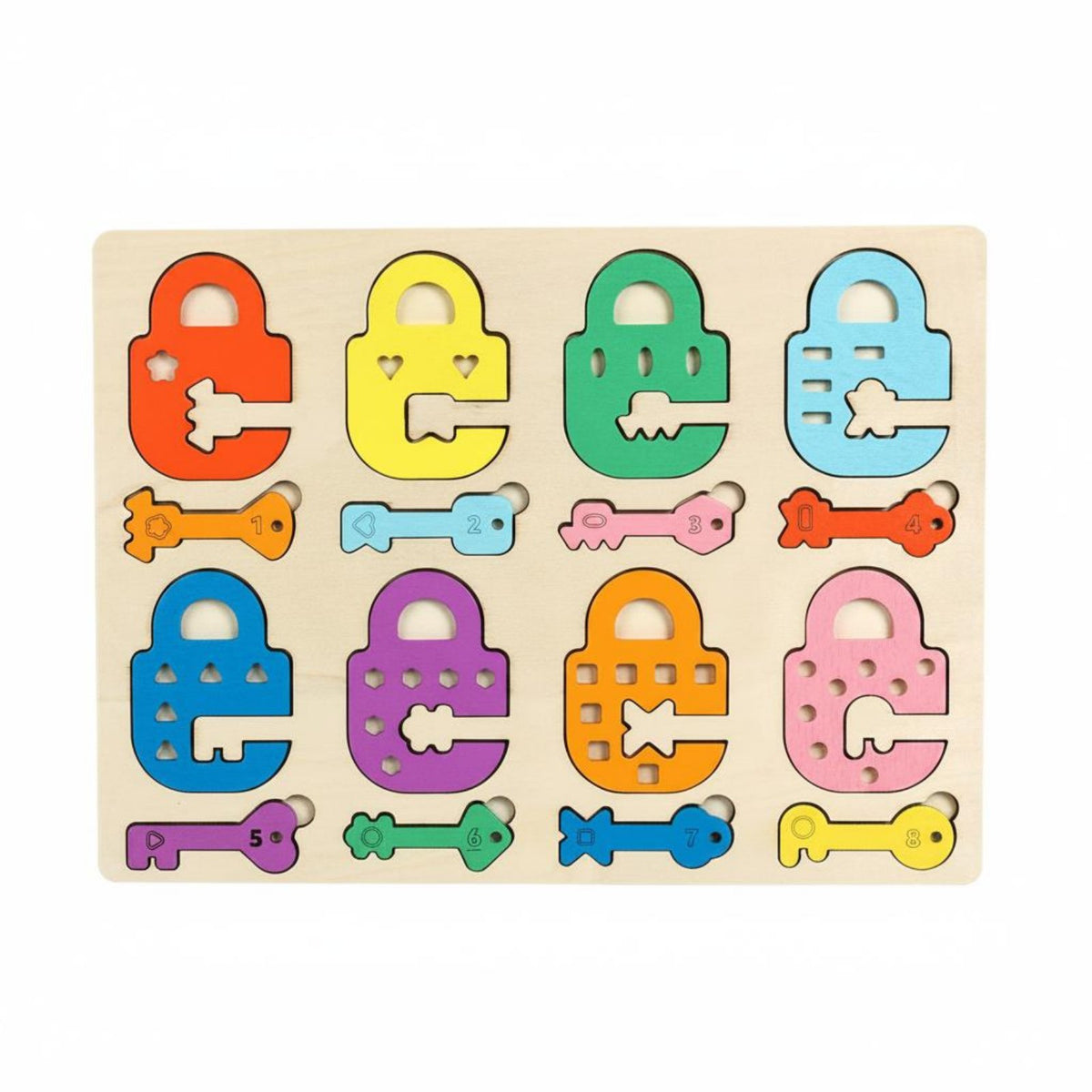 Cognitive Development Lock-and-Key Game Board Polished Surface Wooden Color Match Game Sturdy Shape Matching Board Educational Inspired for Preschoolers