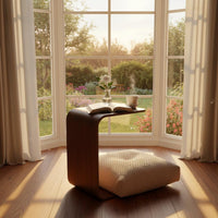 C-Shaped Side Table Movable C Shaped Side Table Space-Saving for Apartment Dwellers, Students, Bay Window, Small Areas, Home Office