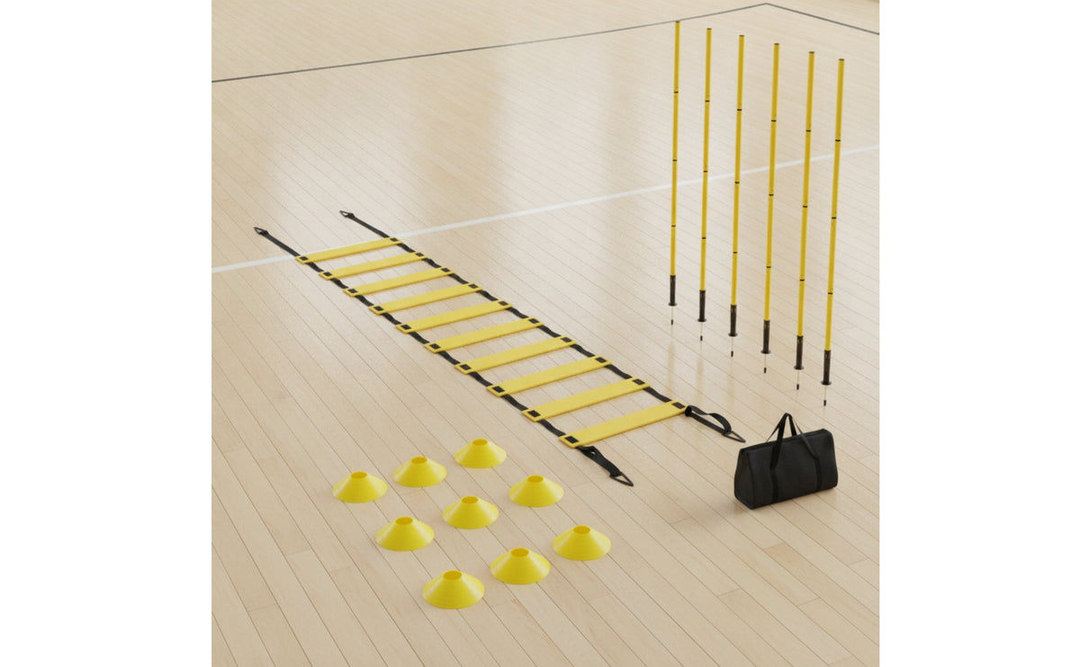 Versatile Agility Ladder Set Portable Soccer Training Equipment Adjustable Metal Stakes Sturdy for Athletes, Coaches
