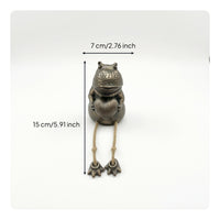 Whimsical Animal Figurine with Dangling Legs Rustic Resin Animal Statue Textured Ornament Cute for Patio