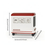 Bus Shaped Trash Can Playful Trash Bin with Wheels Flip-Top Waste Bin Wheeled Wastebasket Compact for Children, Playroom