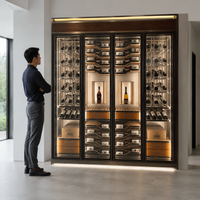 Stainless Steel Wine Cooler for 79 Bottles, Freestanding with Glass Door and LED Lighting, Low Vibration, Brushed Champagne Gold