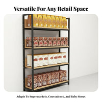 Adjustable Shelves Double-Sided Island Shelf Thickened Steel Frame Double Sided Display Rack Heavy Duty Multi-Layer Convenience Retail Shelf Reinforced Construction for Retailers, Supermarkets, Snack Shop, Grocery Retail S