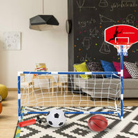 2 in 1 Basketball Hoop Soccer Goal Easy Assembly Football Goal with Basketball Backboard Parent-Child Interaction for Indoor, Outdoor, Backyard
