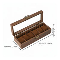 Watch Organizer with Glass Lid Rectangular Watch Box with Glass Lid Multi-Compartment for Men, Countertop