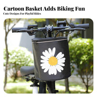 Folding Bike Basket With Lid Canvas Handlebar Basket Sturdy Textile Handlebar Bag for Commuters, Grocery Shopping, Commuting, Road Biking