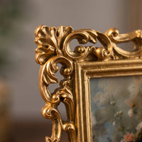 Gold Baroque Picture Frame Vintage Resin Picture Frame Antique Style Decor Carved for Tabletop, Gallery Wall