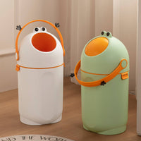 Trash Bin with Handle Cartoon Cylindrical Waste Bin Tall Trash Can with Handles for Families, Nursery, Bedroom, Washroom