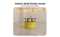 Oil Drum Table and Chair Set Utilitarian Aesthetic Cafe Seating Retro Aesthetic Space-Saving Size for Interior Designers