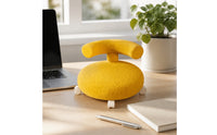 Boucle Stool with Wheels Upholstered Rolling Stool Mobile Ottoman for Kids, Bedroom