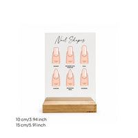 Nail Shape Guide Acrylic Nail Shape Chart Manicure Reference Guide Self-Standing Display Board with Holder Compact