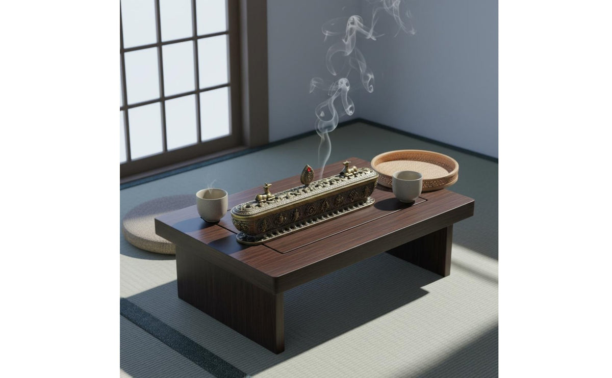 Alloy Fragrance Stick Holder Censer Auspicious Symbols Double Deer Censer Horizontal Fragrance Stick Holder Box Mantra Engraving
