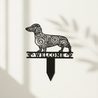Dachshund Metal Garden Stakes Charming Dachshund Garden Stake Unique Metal Sign with Ground Stake for Lawns, Patios