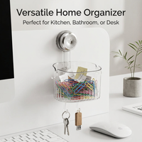Wall Mounted Storage Box, Reusable Suction Cup Organizer, Kitchen Hanging Basket, Washable PET Material Storage Basket, Garlic Onion Storage