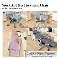 Ergonomic Design High-Back Reclining Chair with Footrest 360° Swivel Reclining Task Chair with Footrest Adjustable Support Office Furniture Reclines up to 165 Degrees for Work-from-Home Workers, Students, Gamers, Restping, Gaming, Studying, Workplace