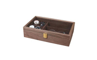 4 Compartment Watch 3 Compartment Glasses Holder Multi-Functional Compartments Wooden Watch and Glasses Box Walnut Wood Jewelry