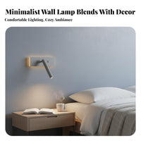 Built-in Switch Minimalist Rotating Wall Light 350° Rotatable Adjustable Bedside Sconce Long-Lasting Aluminum Construction LED Wall Reading Light for Design Enthusiasts, Homeowners, Students, Bedroom, Hotel Room, Study, Hallway