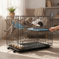 Large Indoor Cat Cage with Litter Box, Multi-Tier Cat Villa with Free Space