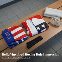 Hooded Fighter Robe with Shorts Skin-Friendly Hooded Boxing Robe and Shorts Set Breathable American Flag Boxing Costume for Men, Adults