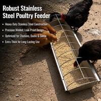 Steel Poultry Feeder, Polished Silver Chicken Feeder for Smallholders, Weatherproof & Vermin Resistant