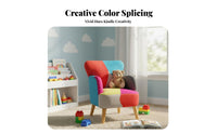 child-safe size Patchwork Club Chair Colorful Appearance Plush Lounge Chair Soft and comfortable children's Furniture Playful Design for children, Toddlers, Parents, Playroom, Bedroom, Living Room, perusing corner