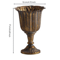European Pedestal Vase Ornate Fluted Shape Vintage Distressed Vase Stable Base Interior Feature for Hotel, Banquet