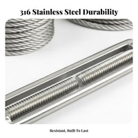 Turnbuckle Rustproof Wire Rope Tensioner Weatherproof for Shade Sail Installation, Deck Railing, Clothesline Tightening