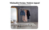 With casters Wheeled Garment Rack Portable Single Rail Rolling Rack Space-Saving Clothes Stand Multi-Purpose for Boutdoorique Owners, Homeowners, Balcony, Retail establishment, Laundry Room, Entrypath