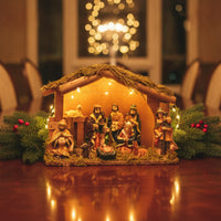 Nativity Set with Stable Miniature Christmas Creche Traditional Nativity Figurine for Collectors, Mantel
