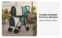 Foldable Double Decker Pet Stroller Breathable Mesh Panels Double Pet Stroller Shock Absorption Wheels Large Storage Basket for Outdoor, Travel