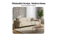 French Cream design Straight 3-Seater Settee High-Leg Design Deep Seat 3-Person Couch Small Space space-efficient Sofa Comfortable Seating for Apartment Dwellers, Homeowners, Families, Lounge Area, Home