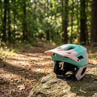 Mountain Bike Helmet with Visor Impact-Absorbing Opencycle Helmet Secure Fit for Cyclists, Downhill Riding