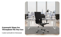 Ergonomic Design High-Back Sled Chair Wheelless High-Back Sled Base Armchair Lumbar Support Conference Seating Modern Design for Reception Guests, Managers, Executives, Study Room