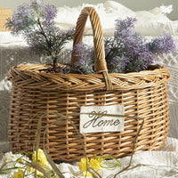 Handwoven Fiber Basket Rustic Basket with Handle Woven for Flower Arranging