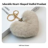 Soft Hint Soft Heart Keychain Cute Design Heart Soft Ball Keychain Gold Tone Clasp for Girls, Women, Handbag Decoration, Backpack, Car Keys