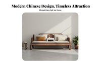Chinese Design Arhat Bed Four-Season Use Walnut Storage Sofa Removable and Washable Covers Wooden Storage Daybed for Homeowners, Bedroom