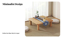 Space-Saving Wooden Tatami Desk Multi-Functional Japanese Tatami Table Solid Wood Construction Japanese Folding Floor Table Stable Structure for Apartment Dwellers, Telecommuting Workers, Small Areas, Living Room, Bedroom, Home Office